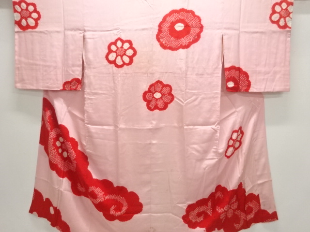 JAPANESE KIMONO / ANTIQUE JUBAN / KINSHA / SILK / SHIBORI / FLOWER